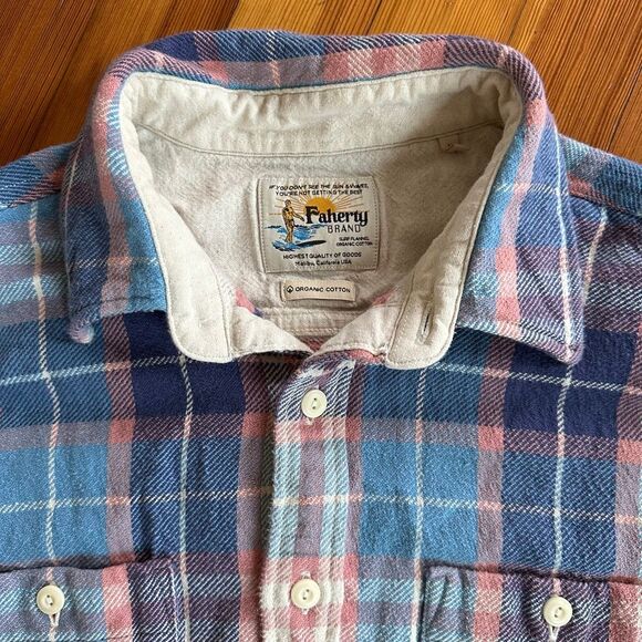 Faherty The Surf Flannel in Bristol Blue Size M - Picture 5 of 6